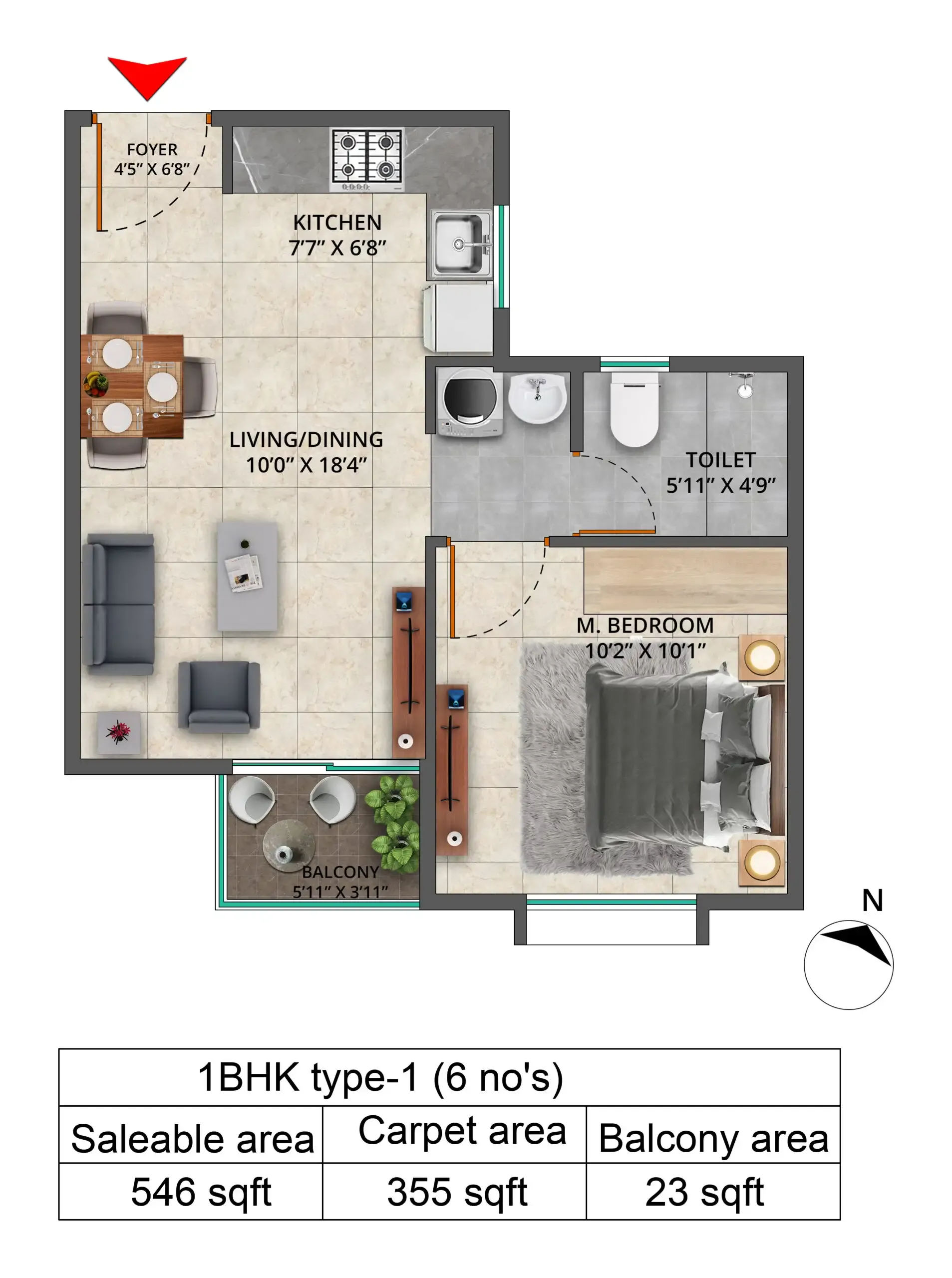 1 BHK type 1