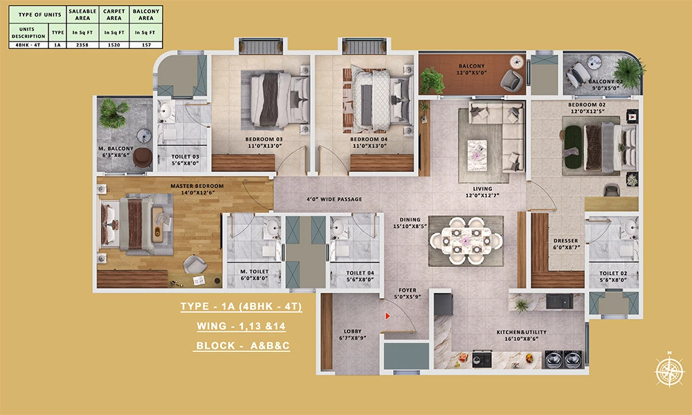 Type-1A_4BHK-4T-Wing-1-13-14