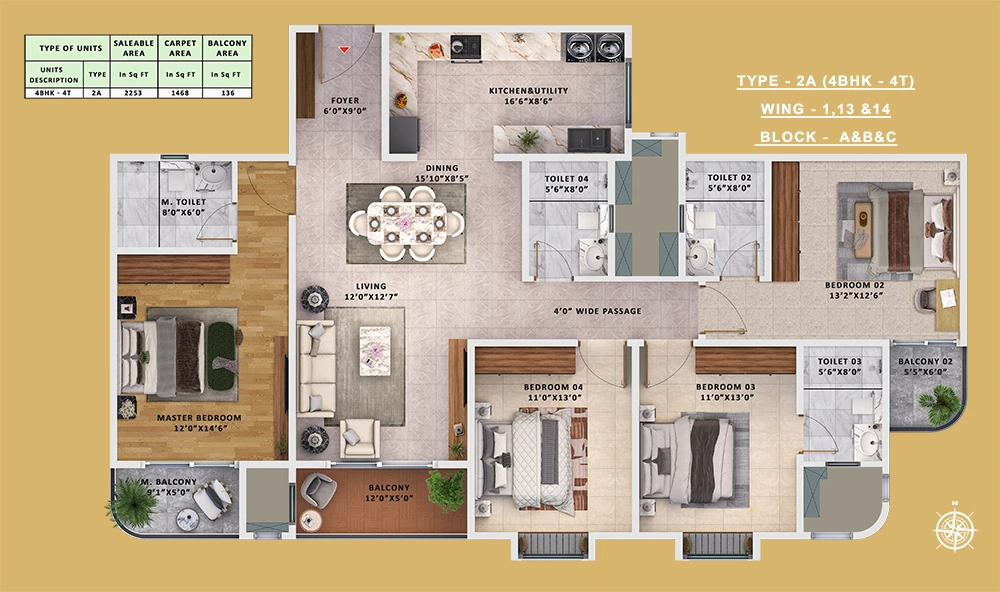 Type-2A_4BHK-4T-Wing-1-13-14