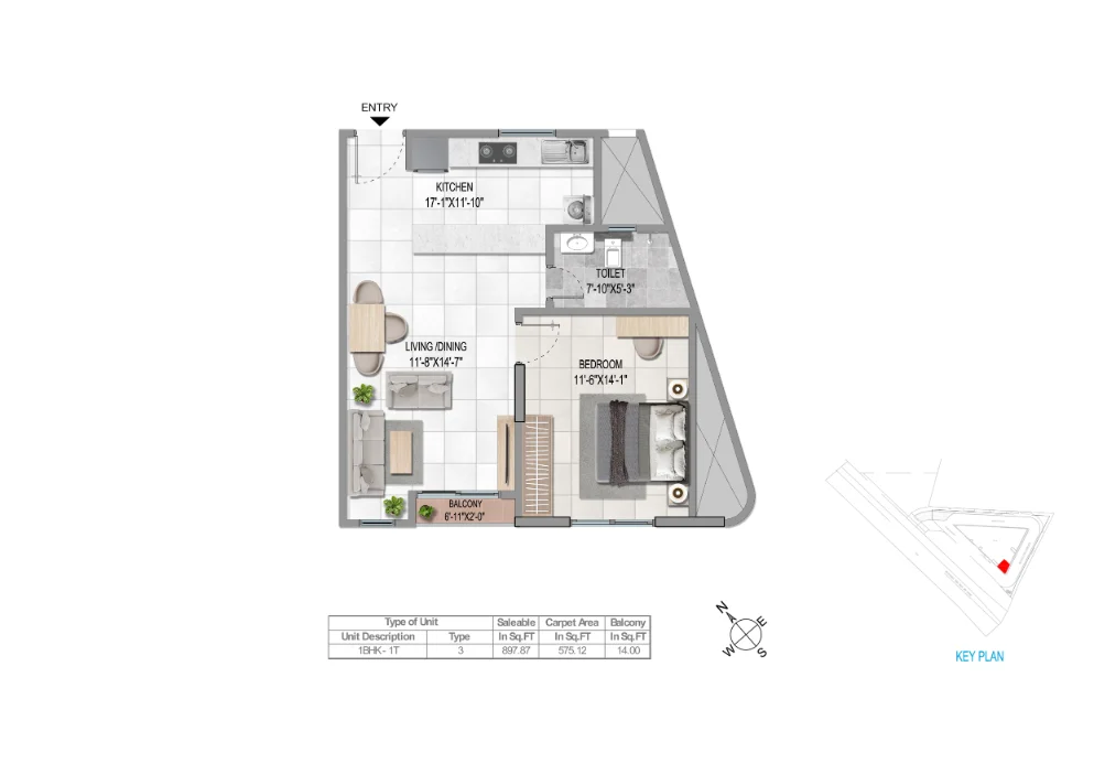 UNIT-PLAN-1BHK-1T-TYPE-3NORTH-EAST-FACING