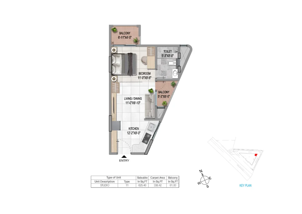 UNIT-PLAN-STUDIO-1T-TYPE-11SOUTH-FACING