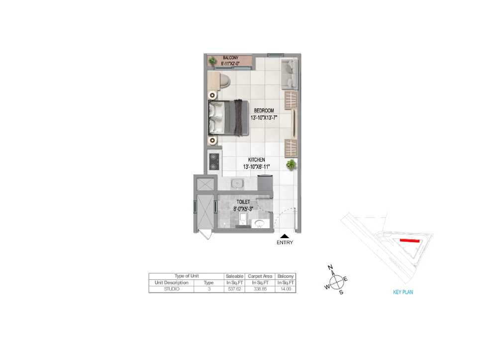 UNIT-PLAN-STUDIO-1T-TYPE-3SOUTH-FACING