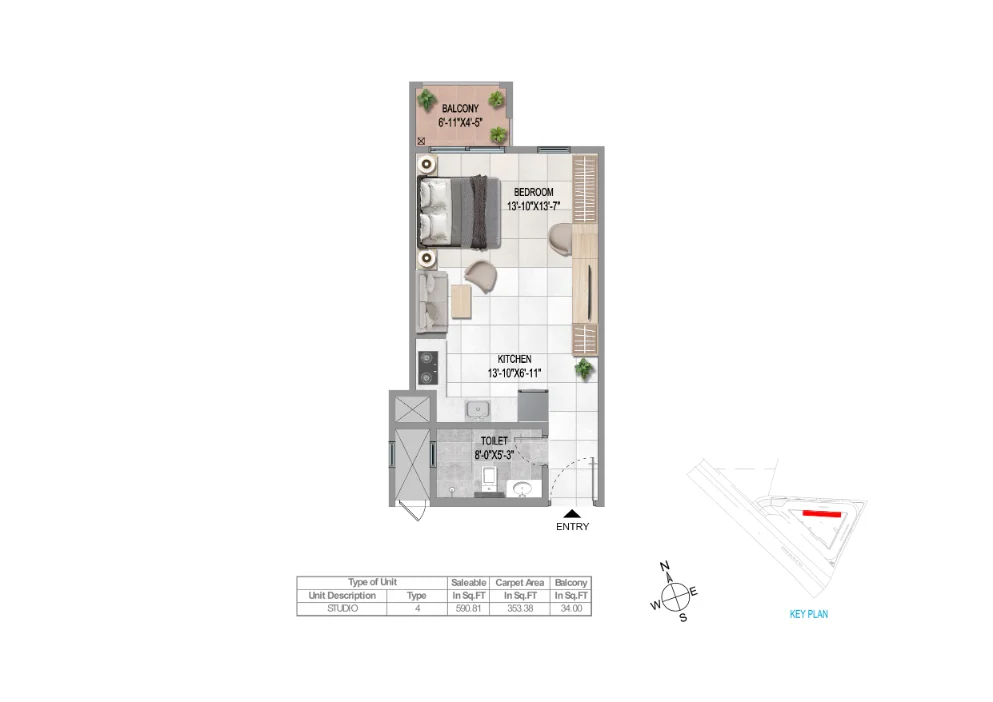 UNIT-PLAN-STUDIO-1T-TYPE-4SOUTH-FACING