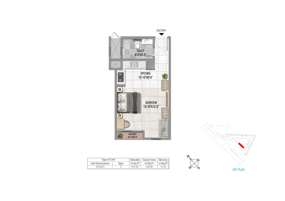 UNIT-PLAN-STUDIO-1T-TYPE-5NORTH-EAST-FACING