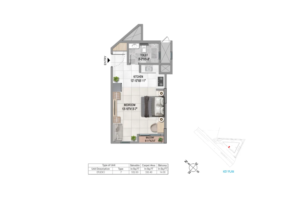 UNIT-PLAN-STUDIO-1T-TYPE-7NORTH-WEST-FACING