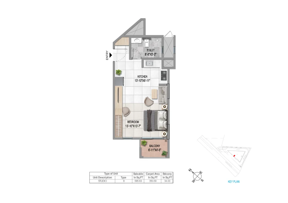 UNIT-PLAN-STUDIO-1T-TYPE-8NORTH-WEST-FACING